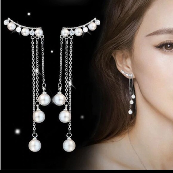 NEW!๐๐SILVERY CZ PEARL LOOK! SPARKLING DROPS๐๐ - Picture 5 of 8